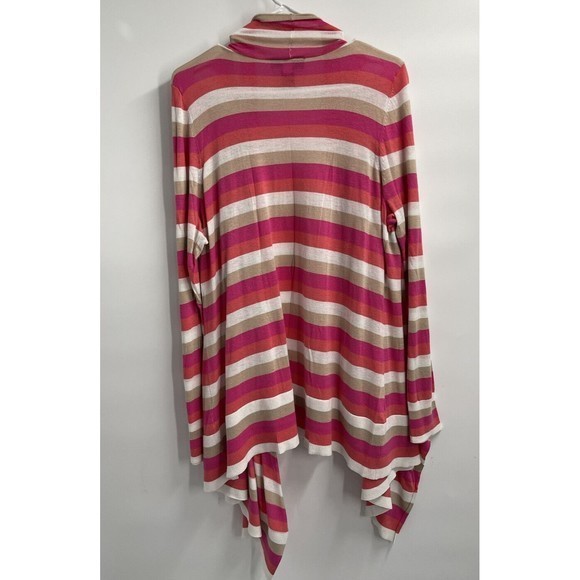Lane Bryant Multicolor (Pink) Stripe Assymetric Cardigan Sweater Plus Size 18/20 - Picture 4 of 5